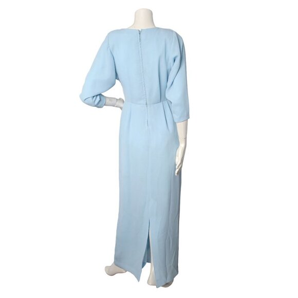 VTG  Handmade Light Blue Maxi Gown Dress Pleated Layered Bodice Billow Sleeve - Picture 4 of 16